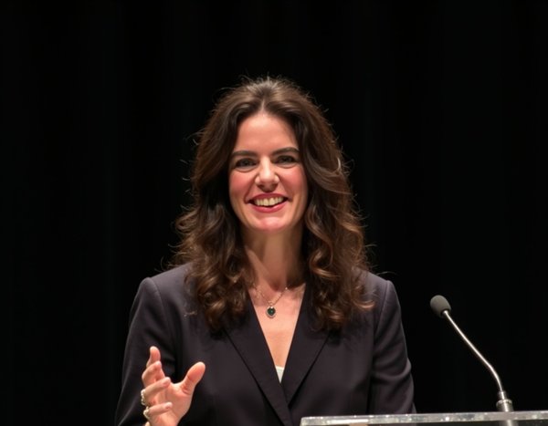 Mariana Small speaking at a podium